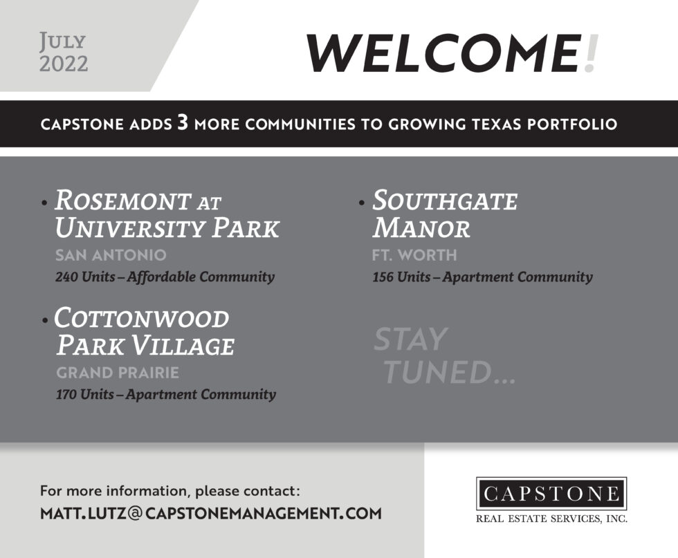 July 2022 Capstone Communities Capstone Real Estate Services