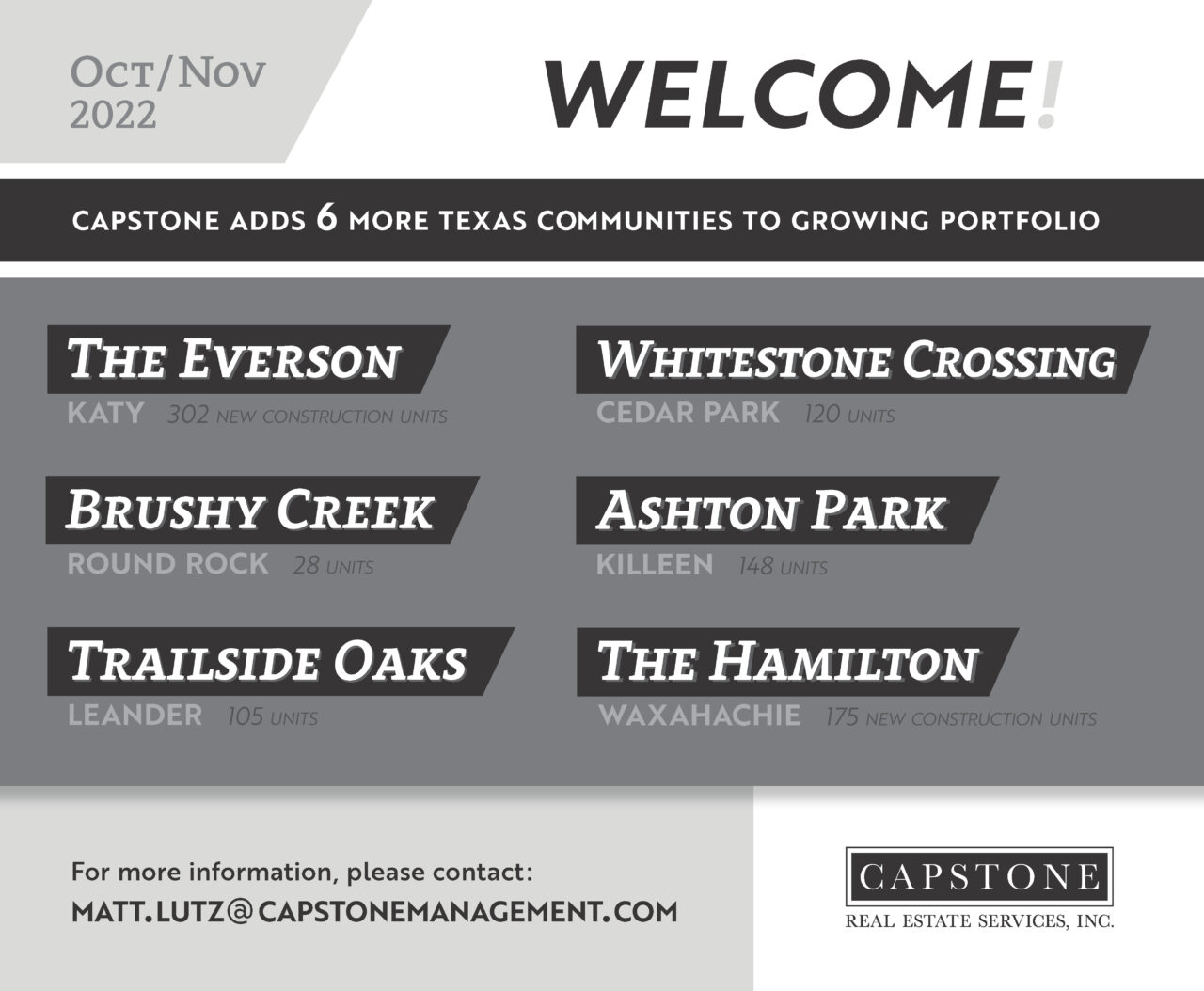 OctoberNovember 2022 Capstone Communities Capstone Real Estate Services